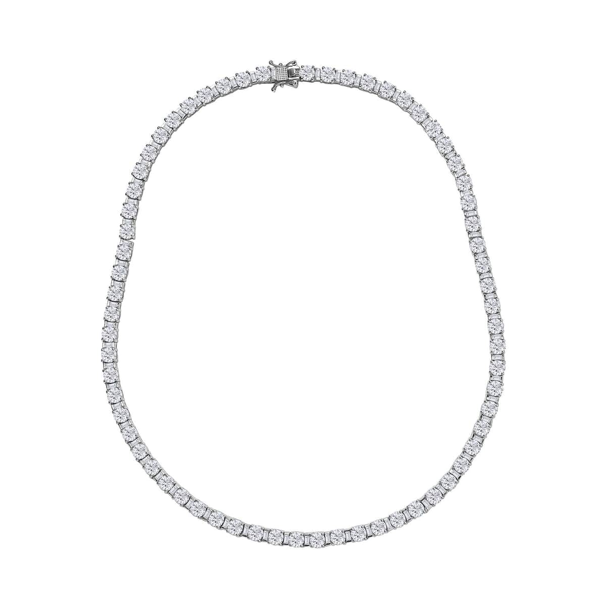 Moissanite (Rnd 5mm) Tennis Necklace 18 Inches in Platinum Over Sterling Silver 33.65 ctw image number 3