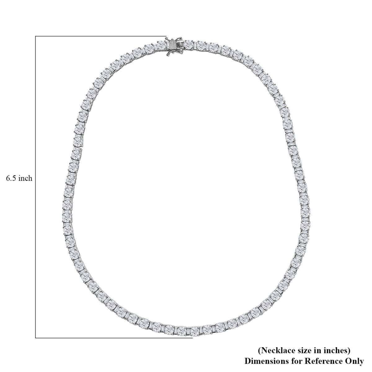 Moissanite (Rnd 5mm) Tennis Necklace 18 Inches in Platinum Over Sterling Silver 33.65 ctw image number 5