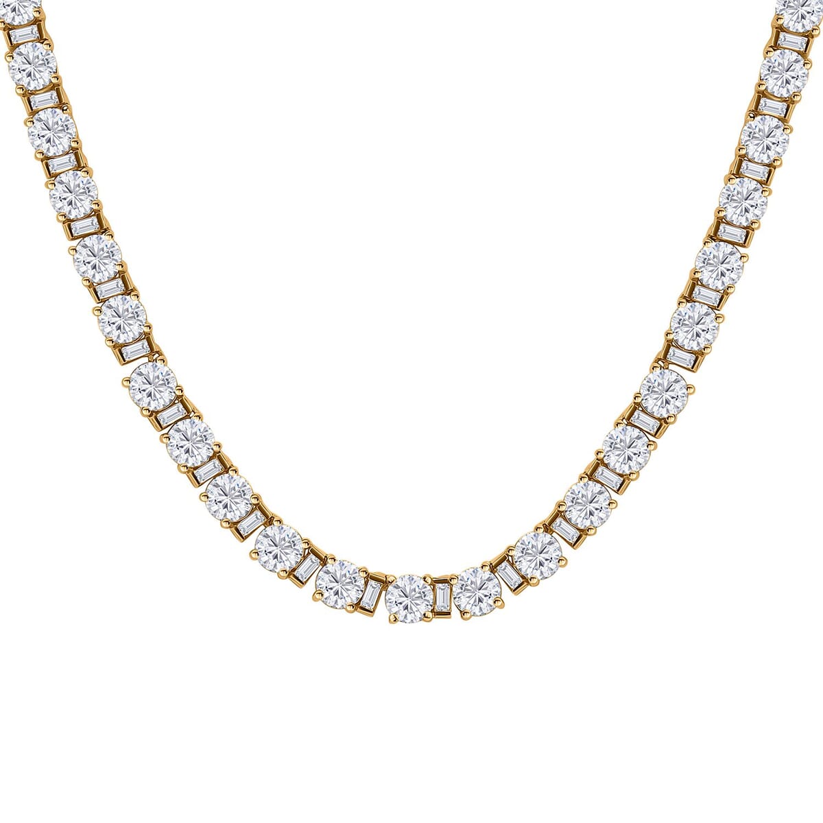 Moissanite Tennis Necklace 18 Inches in Vermeil Yellow Gold Over Sterling Silver 33.65 ctw image number 0