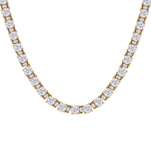 Moissanite Tennis Necklace 18 Inches in Vermeil Yellow Gold Over Sterling Silver 33.65 ctw