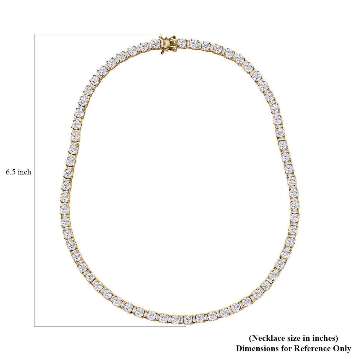 Moissanite Tennis Necklace 18 Inches in Vermeil Yellow Gold Over Sterling Silver 33.65 ctw image number 5