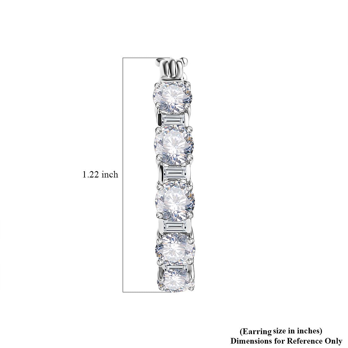 Moissanite Hoop Earrings in Platinum Over Sterling Silver 4.80 ctw