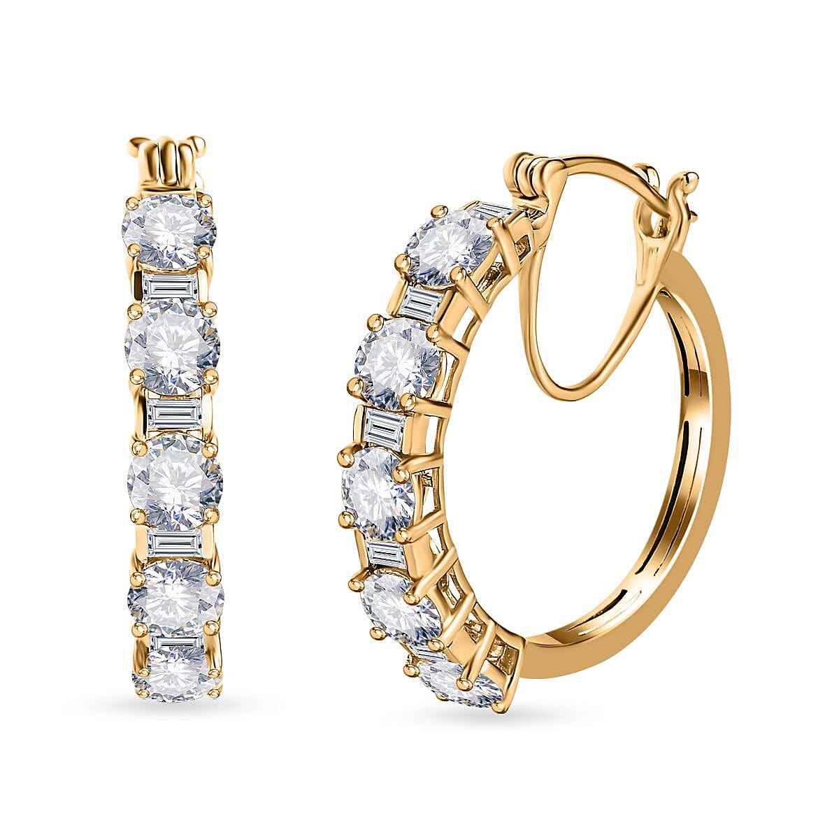 Buy Moissanite Hoop Earrings in Vermeil Yellow Gold Over
