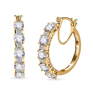 Moissanite Hoop Earrings in Vermeil Yellow Gold Over Sterling Silver 4.80 ctw
