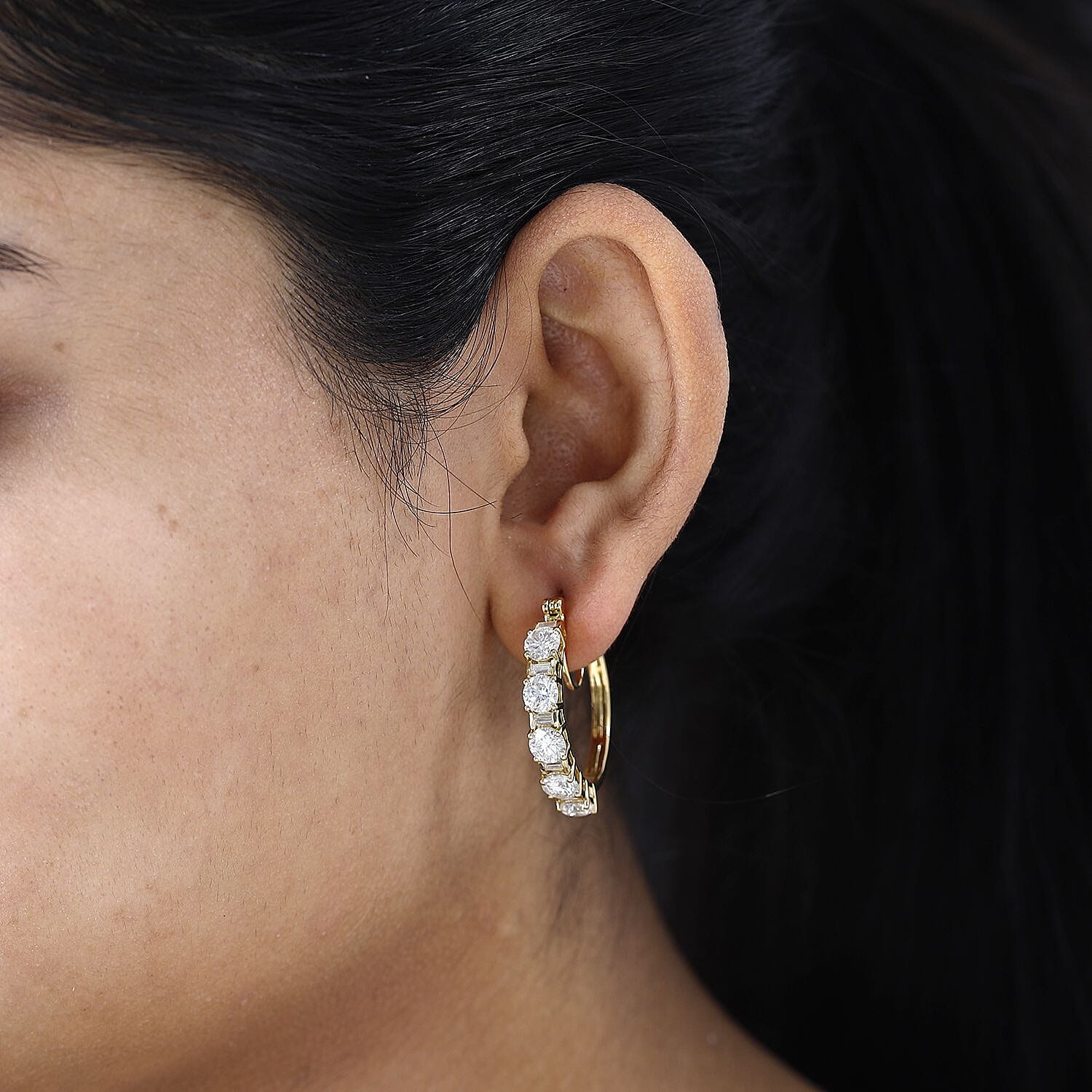 Buy Moissanite Hoop Earrings in Vermeil Yellow Gold Over