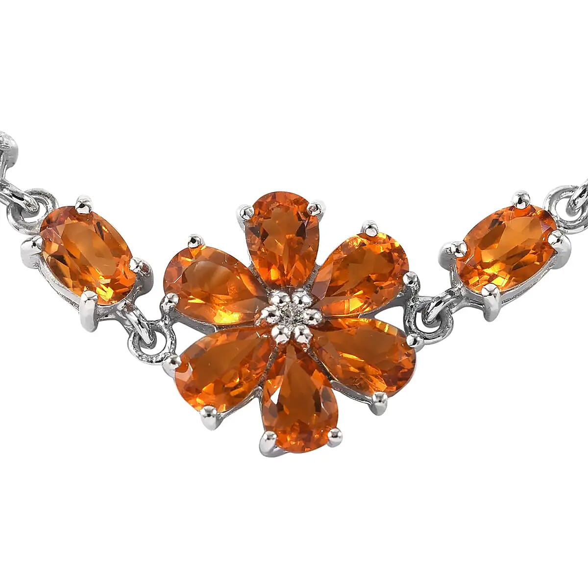 Santa Ana Madeira Citrine and White Zircon Floral Bracelet in Platinum Over Sterling Silver (8.00 In) 9.85 ctw image number 7