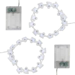 Halloween-Battery Operated LED Fairy String Lights with Ghost Motif – Set of 2