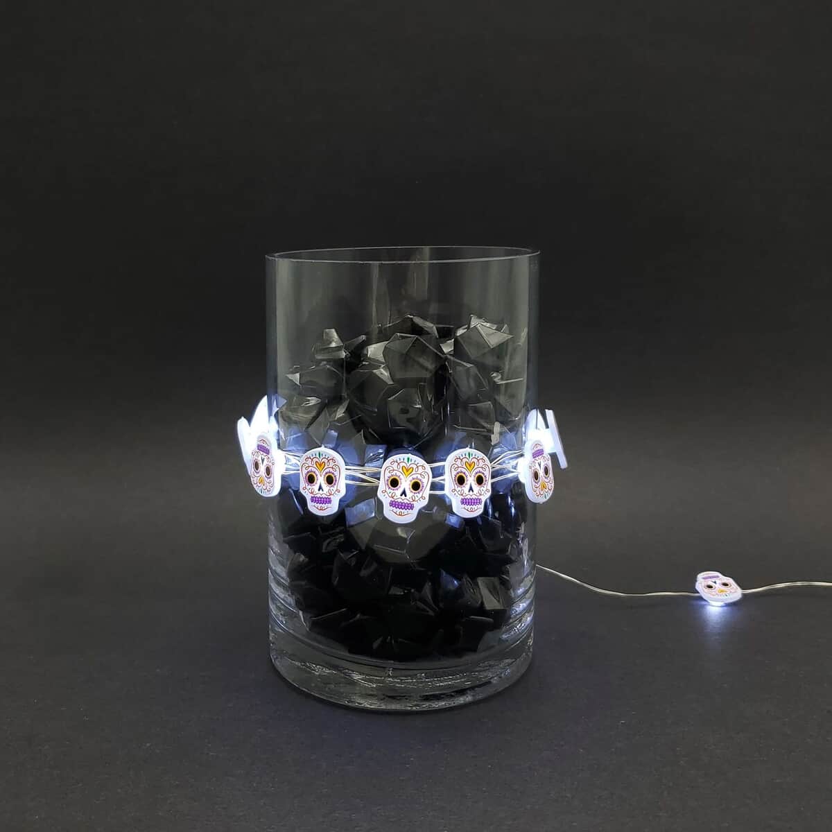 Halloween-Battery Operated LED Fairy String Lights with Sugar Skull Motif – Set of 2 image number 4