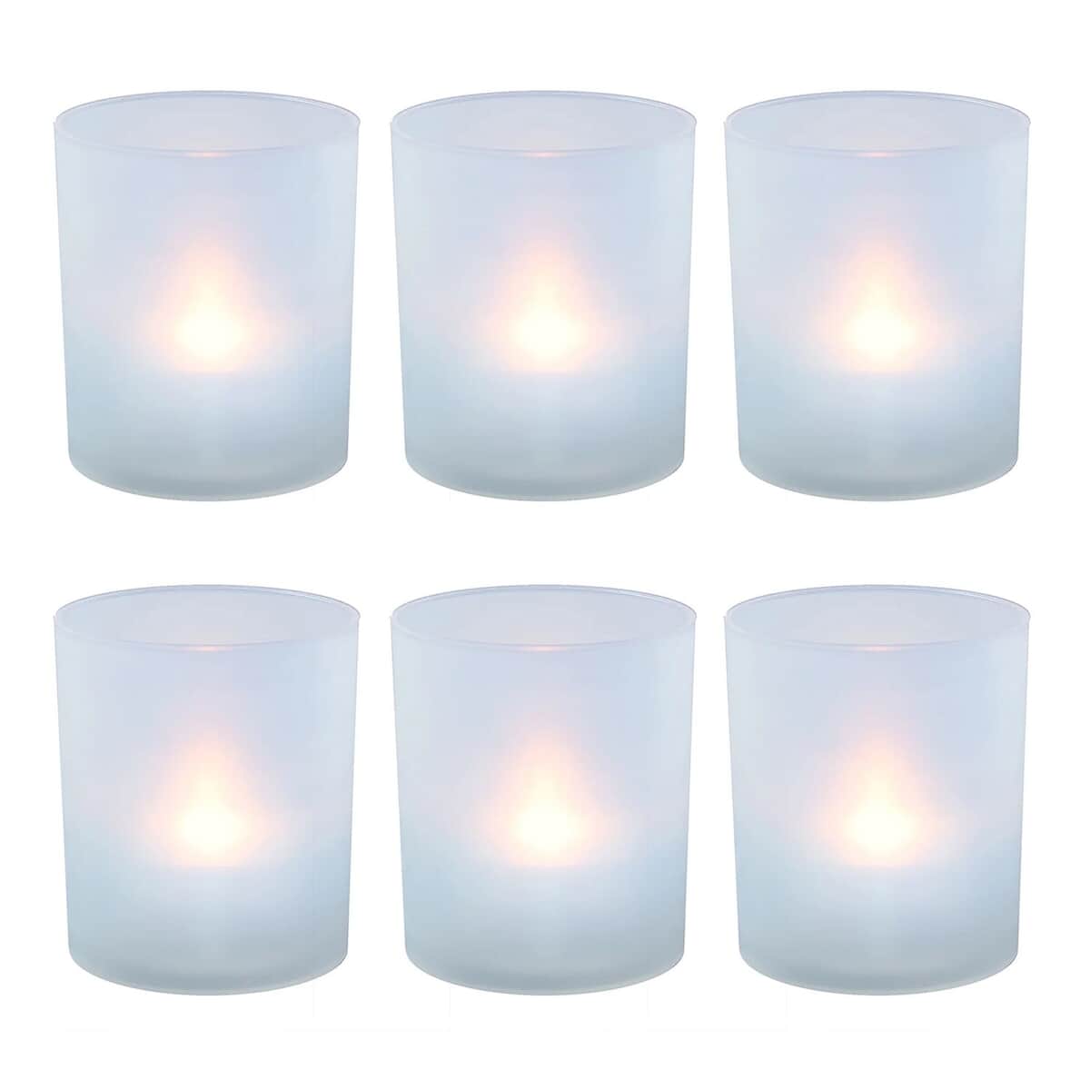 Halloween-Frosted Votives with Battery Operated LED Lights – Set of 6 image number 0