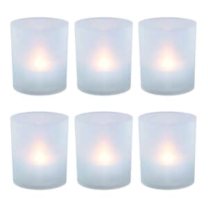 Halloween-Frosted Votives with Battery Operated LED Lights – Set of 6