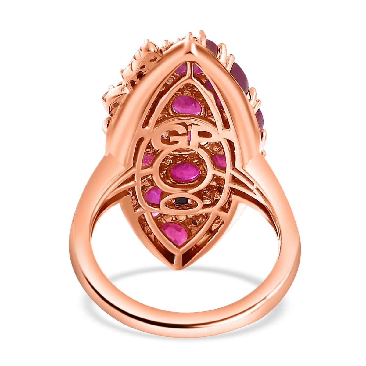 GP Trionfo Collection Niassa Ruby (FF) and White Zircon Ring in Vermeil Rose Gold Over Sterling Silver 7.60 ctw image number 5