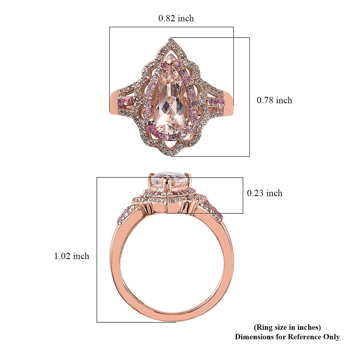 Marropino Morganite, Multi Gemstone Ring in Vermeil RG Over Sterling Silver (Size 10.0) 2.10 ctw