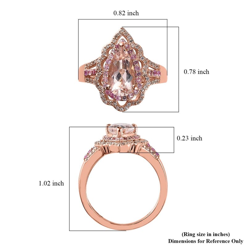 Marropino Morganite, Multi Gemstone Ring in Vermeil RG Over Sterling Silver (Size 10.0) 2.10 ctw