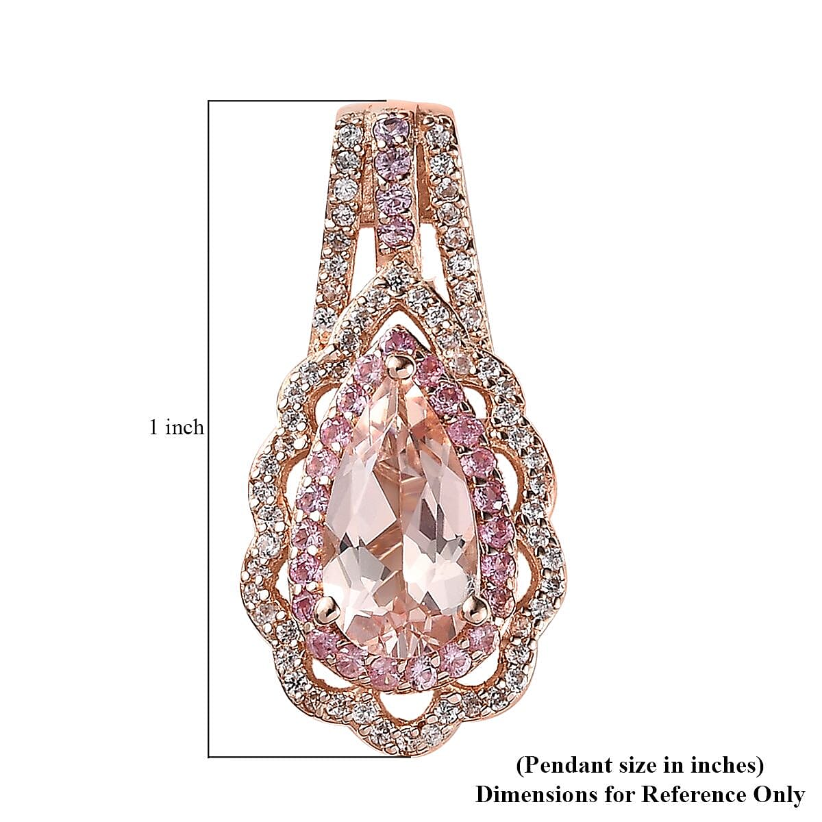 Marropino Morganite and Multi Gemstone Pendant in Vermeil Rose Gold Over Sterling Silver 2.10 ctw