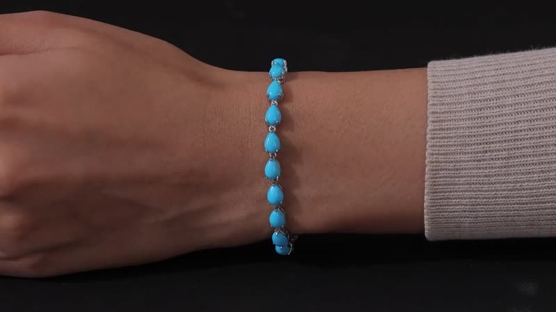 Sleeping Beauty Turquoise Bracelet in Platinum Over Sterling Silver with Magnetic Lock (6.50-8.50In) 13.65 ctw
