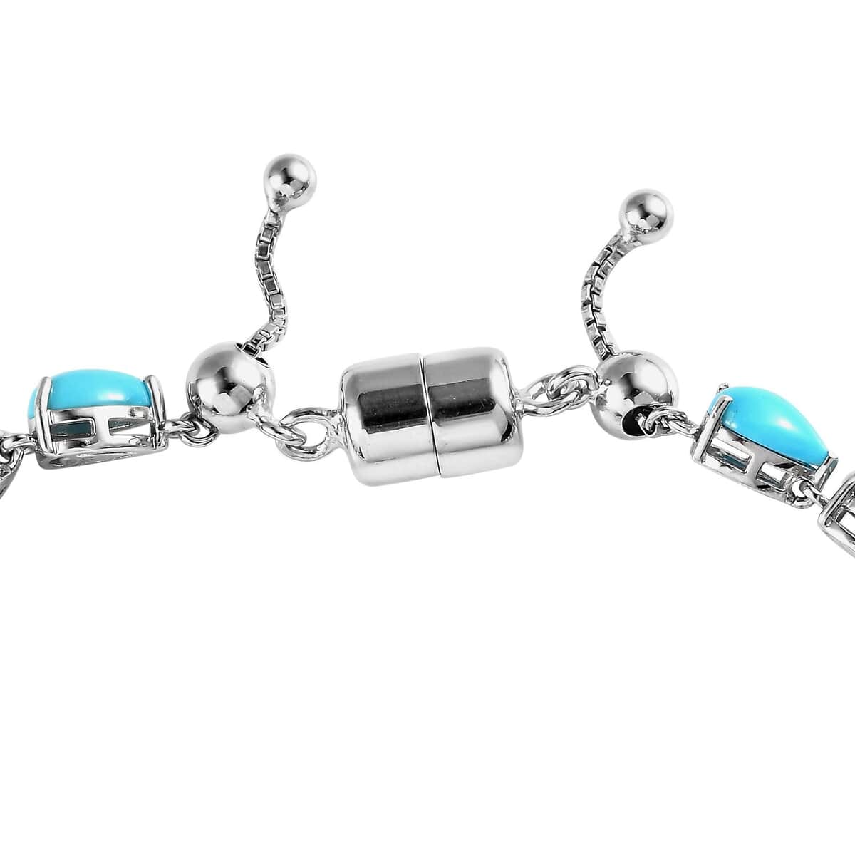 Sleeping Beauty Turquoise Bracelet in Platinum Over Sterling Silver with Magnetic Lock (6.50-8.50In) 13.65 ctw image number 3