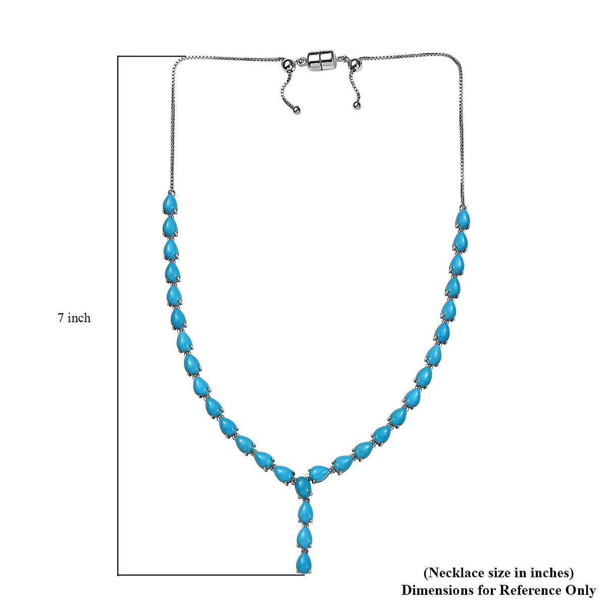 Sleeping Beauty Turquoise Adjustable Necklace 18 Inches in Platinum Over Sterling Silver with Magnetic Lock 21.65 ctw image number 5