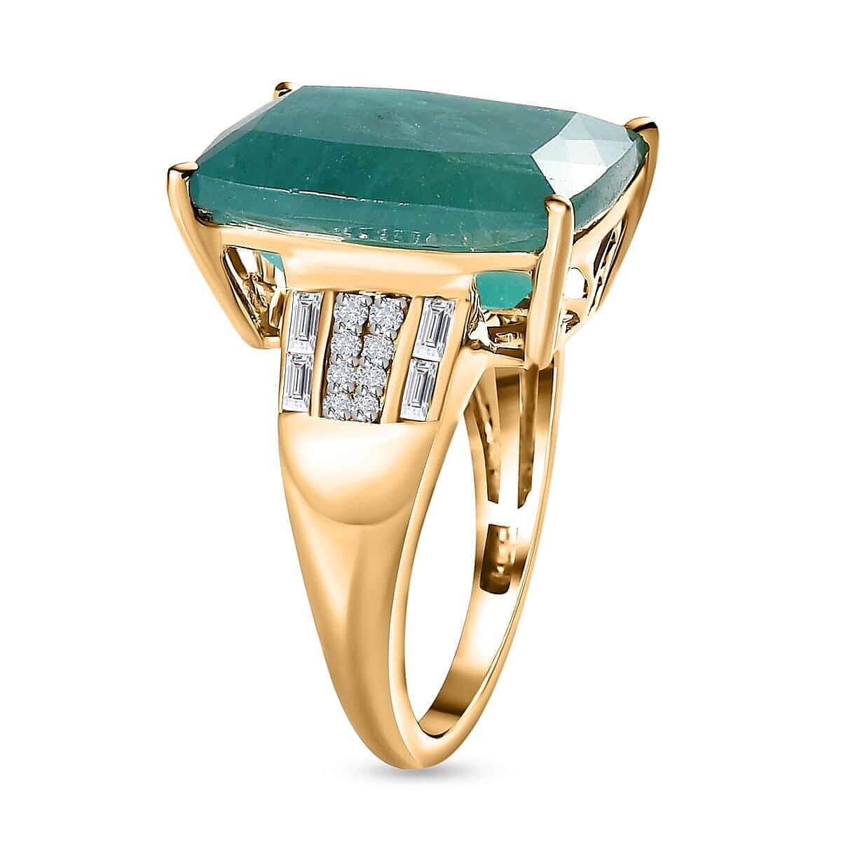 Luxoro 10K Yellow Gold Premium Grandidierite and G-H I3 Diamond Ring (Size 9.0) 4.25 Grams 12.10 ctw image number 3