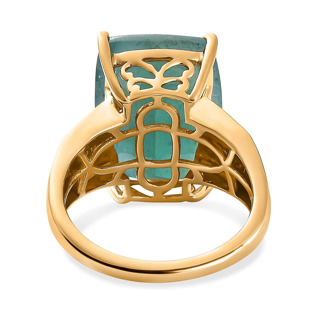 Luxoro 10K Yellow Gold Premium Grandidierite and G-H I3 Diamond Ring (Size 9.0) 4.25 Grams 12.10 ctw image number 4