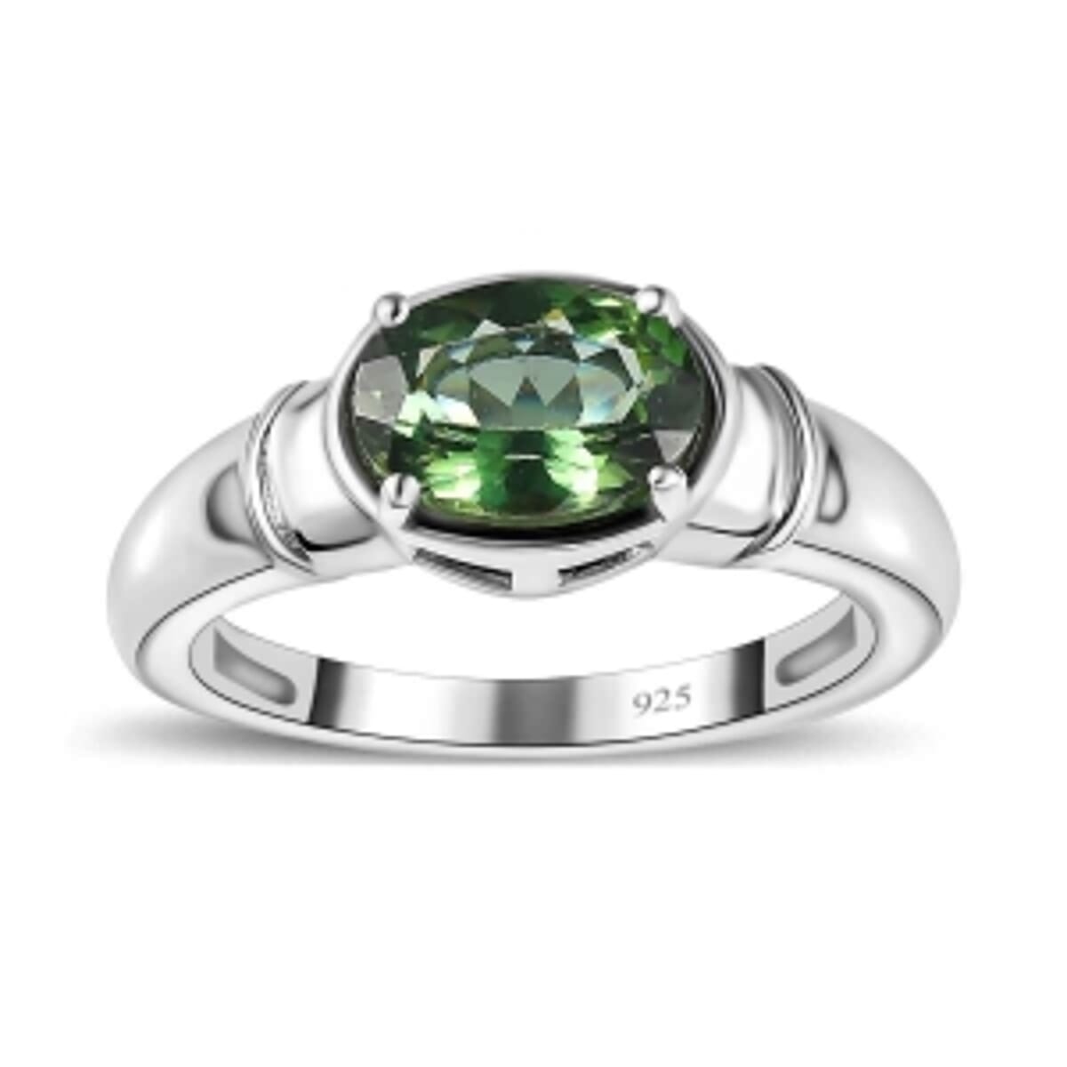 Natural Green Apatite 1.26 ctw Ring in Platinum Over Sterling Silver (Size 11.5) image number 3