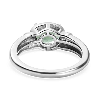 Natural Green Apatite 1.26 ctw Ring in Platinum Over Sterling Silver (Size 11.5)