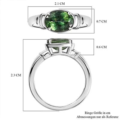 Natural Green Apatite 1.26 ctw Ring in Platinum Over Sterling Silver (Size 11.5)