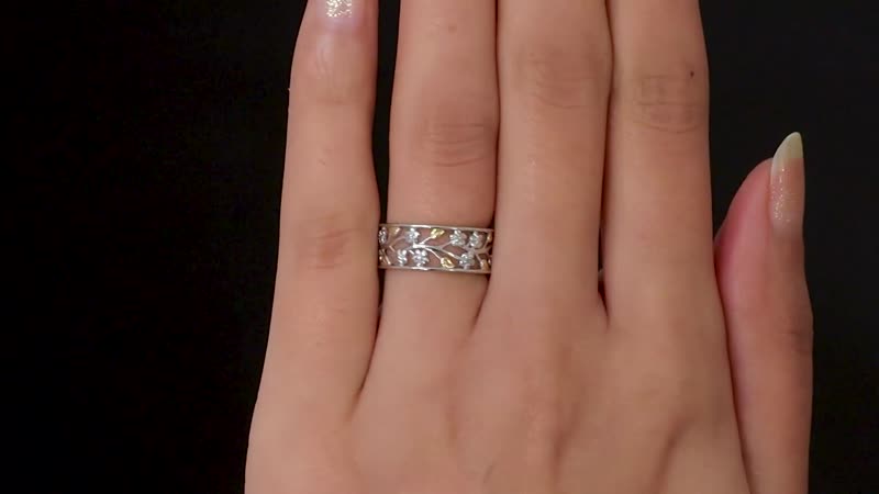 White Diamond Accent Floral Ring in 14K YG Over Sterling Silver (Size 10.0)
