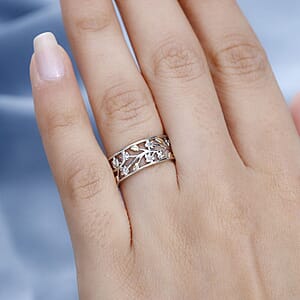 White Diamond Accent Floral Ring in 14K Yellow Gold Over and Sterling Silver (Size 8.0)
