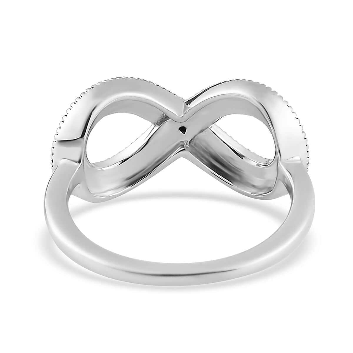 Blue Diamond Infinity Ring in Platinum Over Sterling Silver (Size 5.0) image number 4