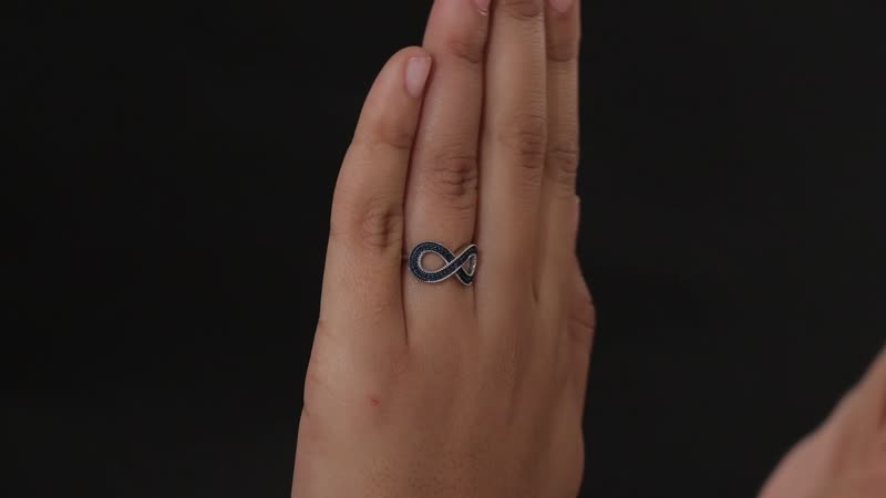 Blue Diamond Infinity Ring in Platinum Over Sterling Silver (Size 10.0)