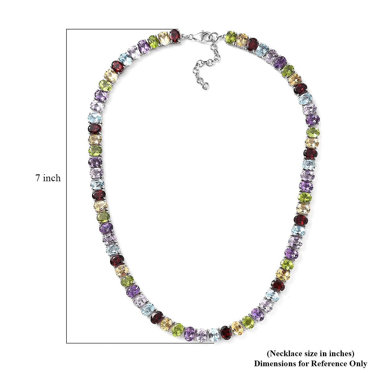 Multi Gemstone Necklace 20-22 Inches in Platinum Over Sterling Silver 86.10 ctw image number 5