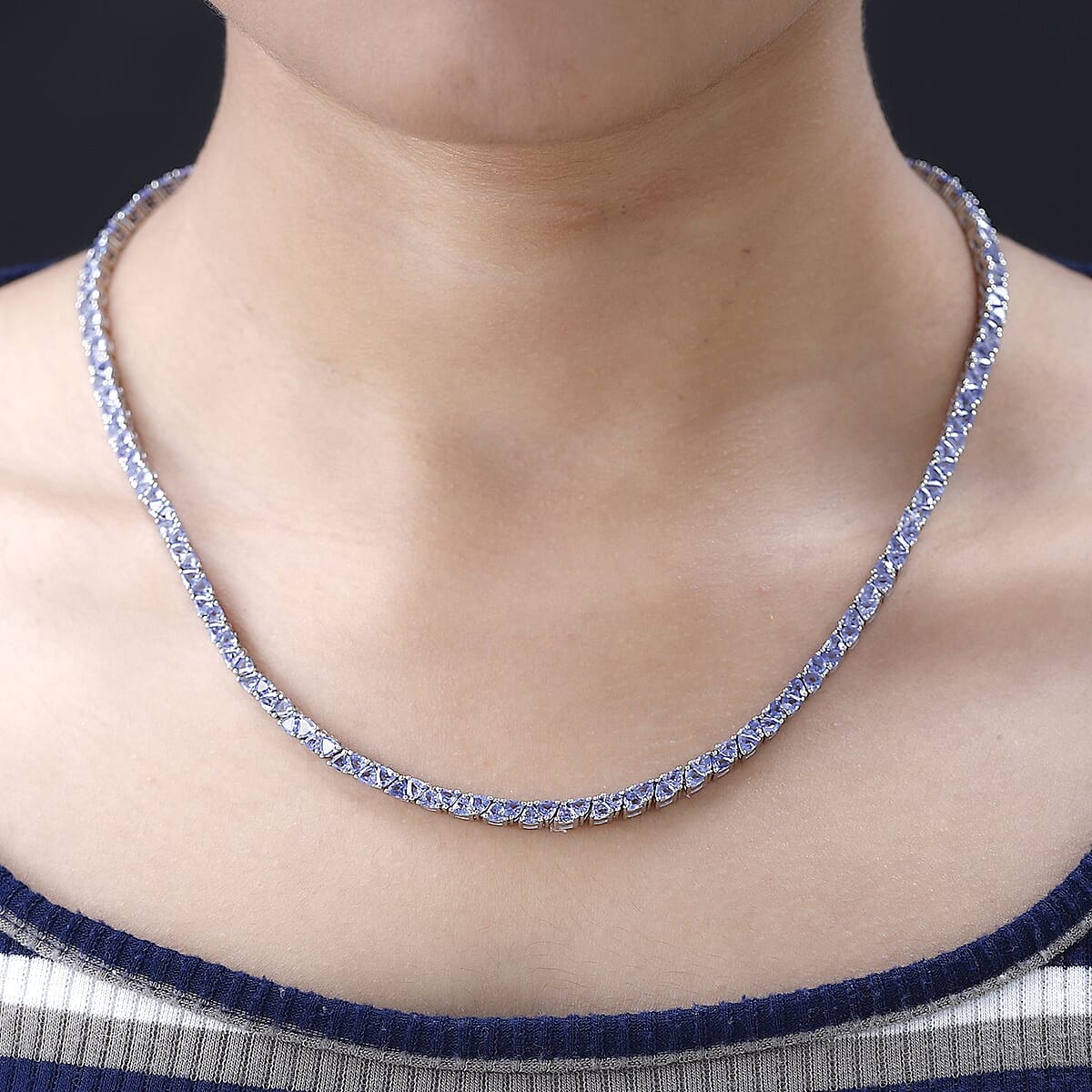 Tanzanite Tennis Necklace (18 Inches) in Platinum Over Sterling Silver 17.30 ctw image number 2