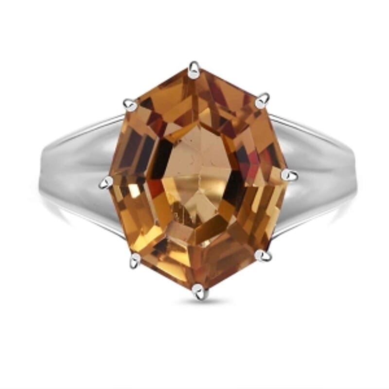 Citrineancy Free 10.31 ctw Ring in Rhodium Over Sterling Silver (Size 9)