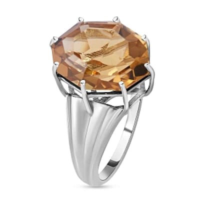 Citrineancy Free 10.31 ctw Ring in Rhodium Over Sterling Silver (Size 9)