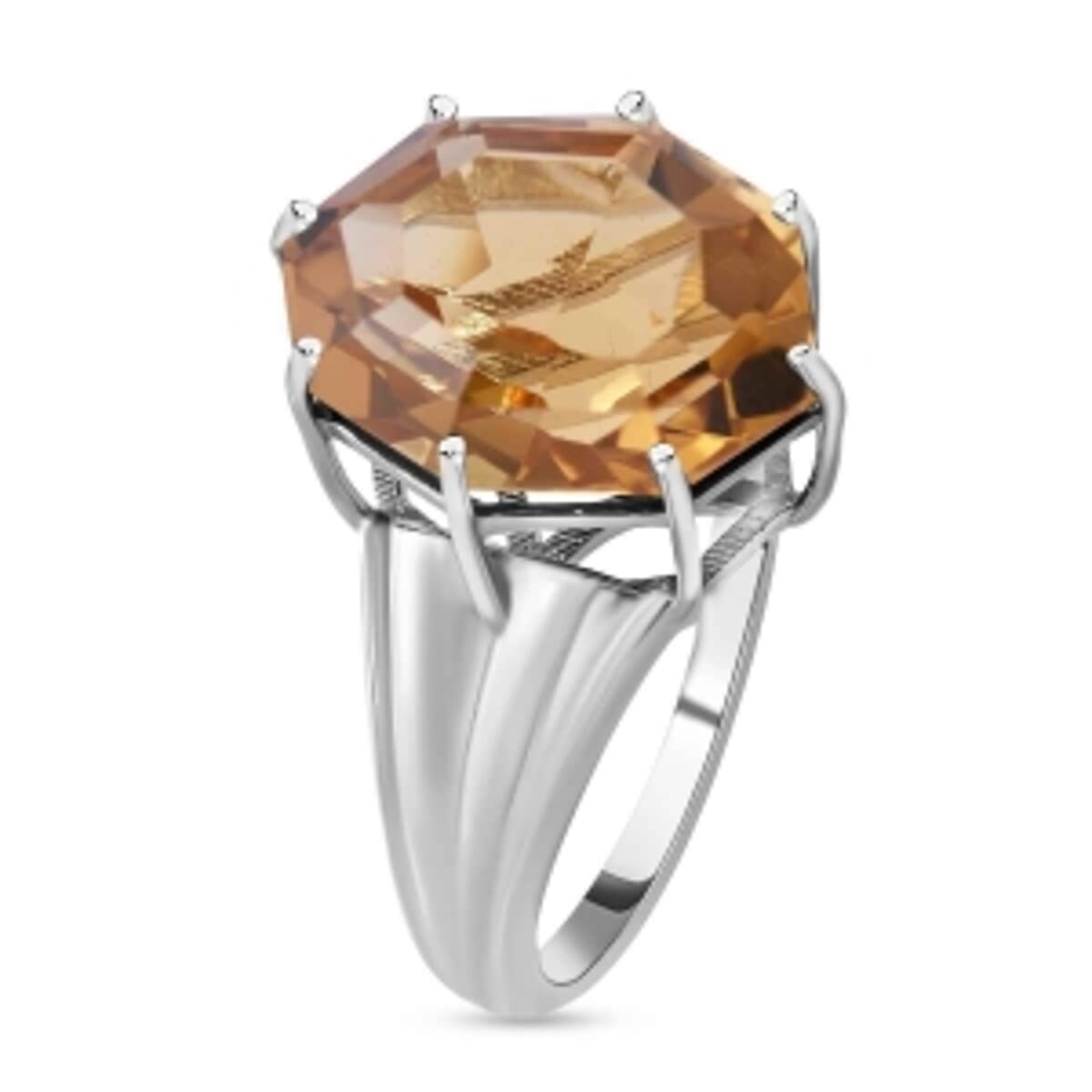Brazilian Citrine 10.31 ctw Ring in Rhodium Over Sterling Silver (Size 11.5) image number 2