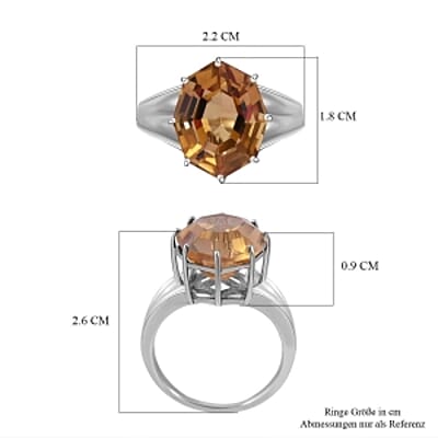 Brazilian Citrine 10.31 ctw Ring in Rhodium Over Sterling Silver (Size 11.5)