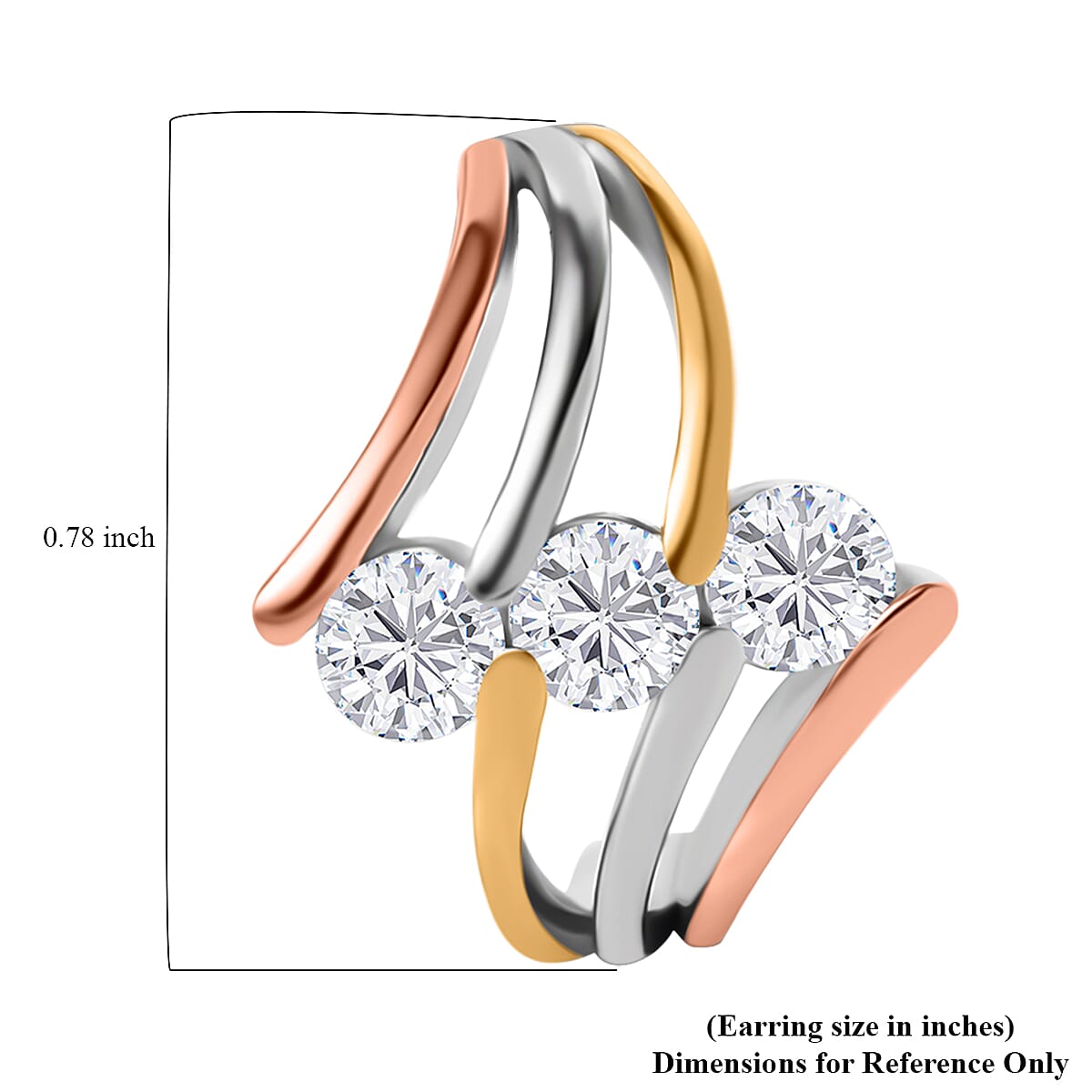Moissanite 1.35 ctw Earrings in Vermeil Yellow Gold, Rose Gold and Platinum Over Sterling Silver