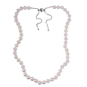 Freshwater Pearl 8-9mmm Necklace 18-21 Inches in Rhodium Over Sterling Silver with Magnetic Clasp