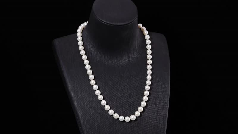 AAA Freshwater Pearl 8-9mm Necklace (18-21 Inches) in Rhodium Over Sterling Silver with Magnetic Clasp