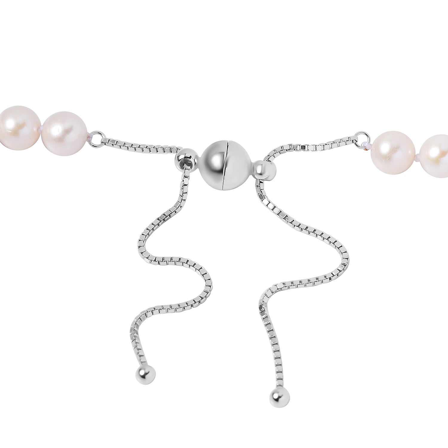 Freshwater Pearl 8-9mmm Necklace 18-21 Inches in Rhodium Over Sterling Silver with Magnetic Clasp