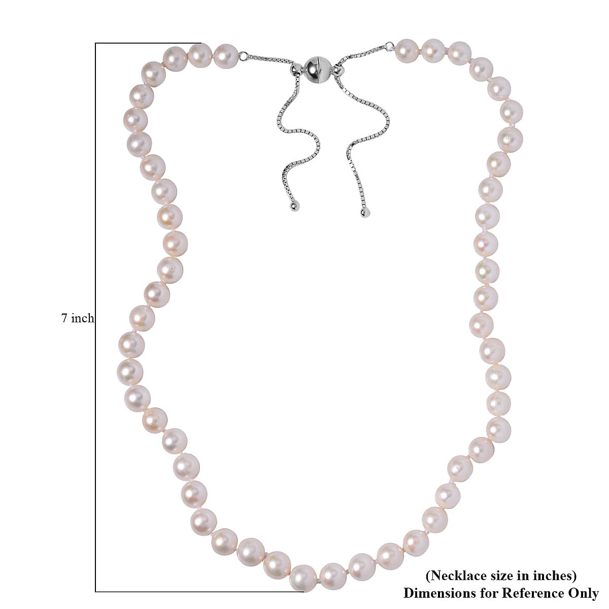 Freshwater Pearl 8-9mmm Necklace 18-21 Inches in Rhodium Over Sterling Silver with Magnetic Clasp image number 4
