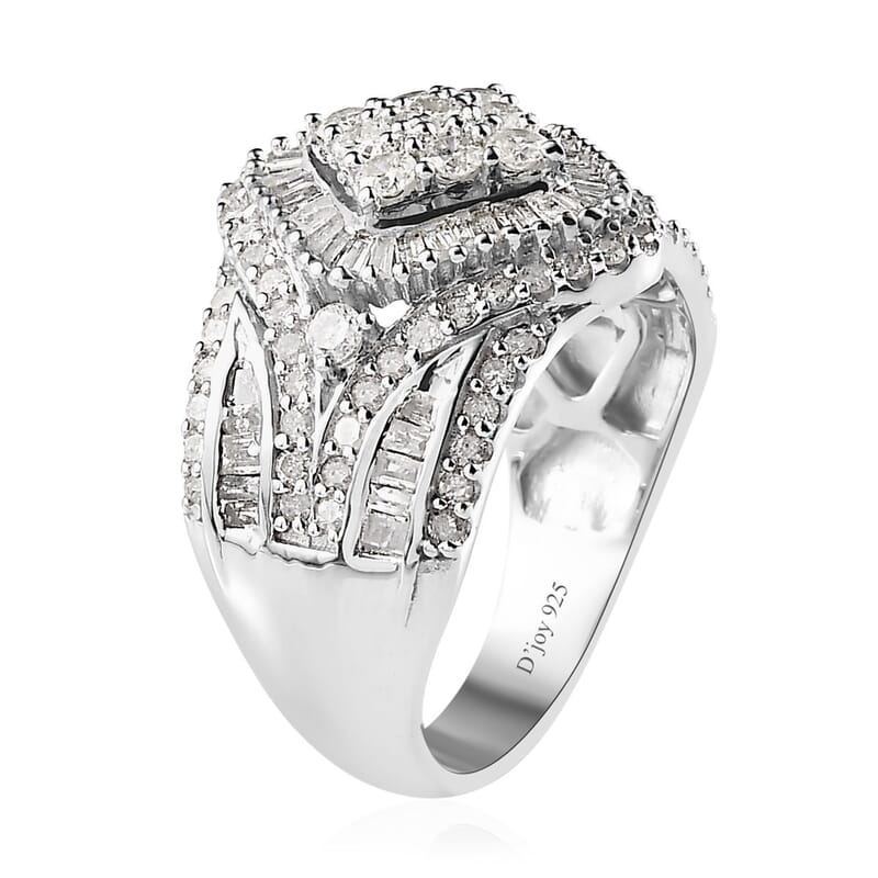 Diamond Ring in Platinum Over Sterling Silver (Size 10.0) 1.50 ctw