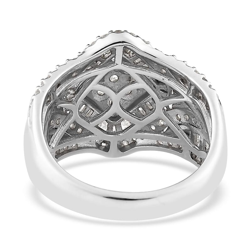 Diamond Ring in Platinum Over Sterling Silver (Size 10.0) 1.50 ctw