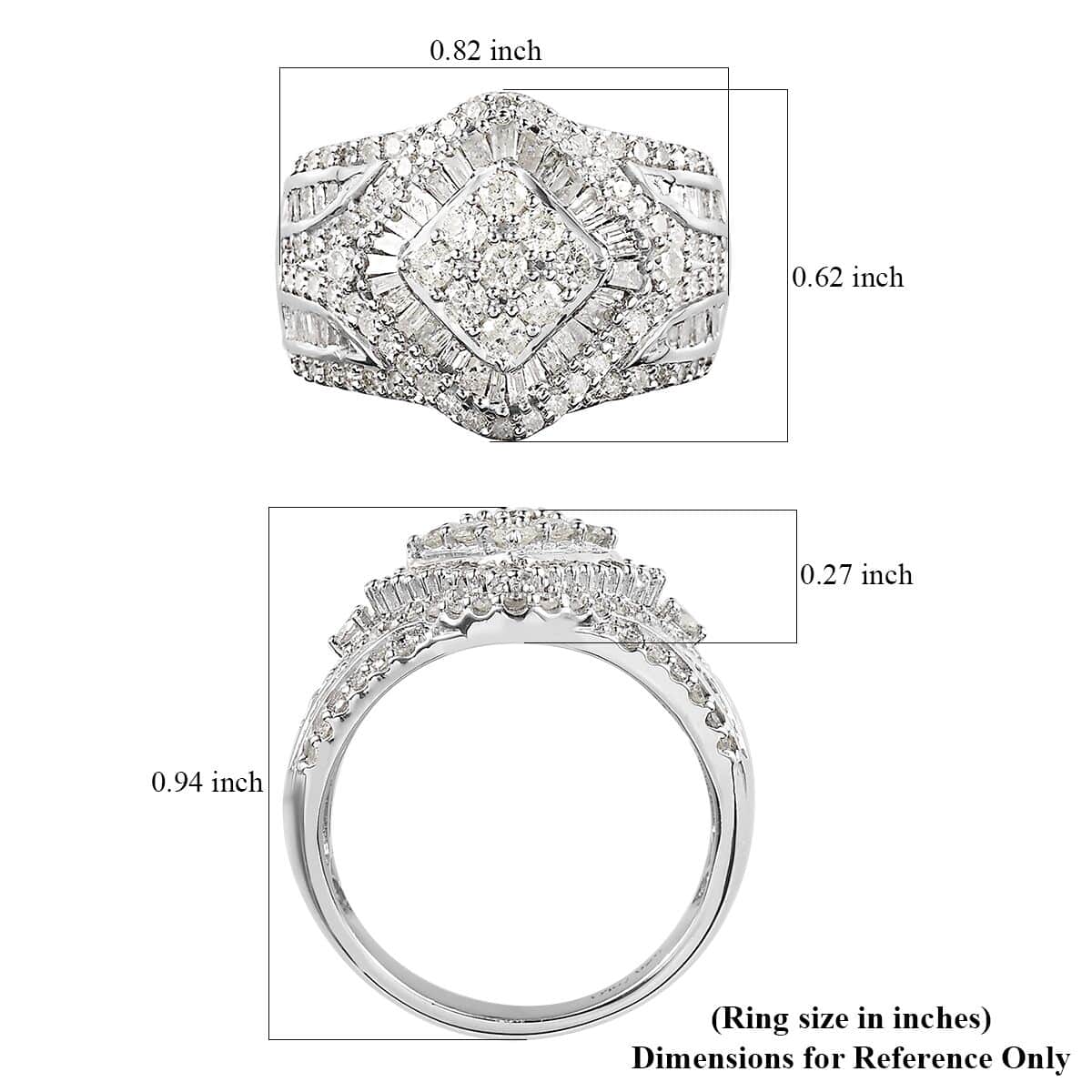 Doorbuster Diamond Ring in Platinum Over Sterling Silver (Size 10.0) 1.50 ctw image number 5