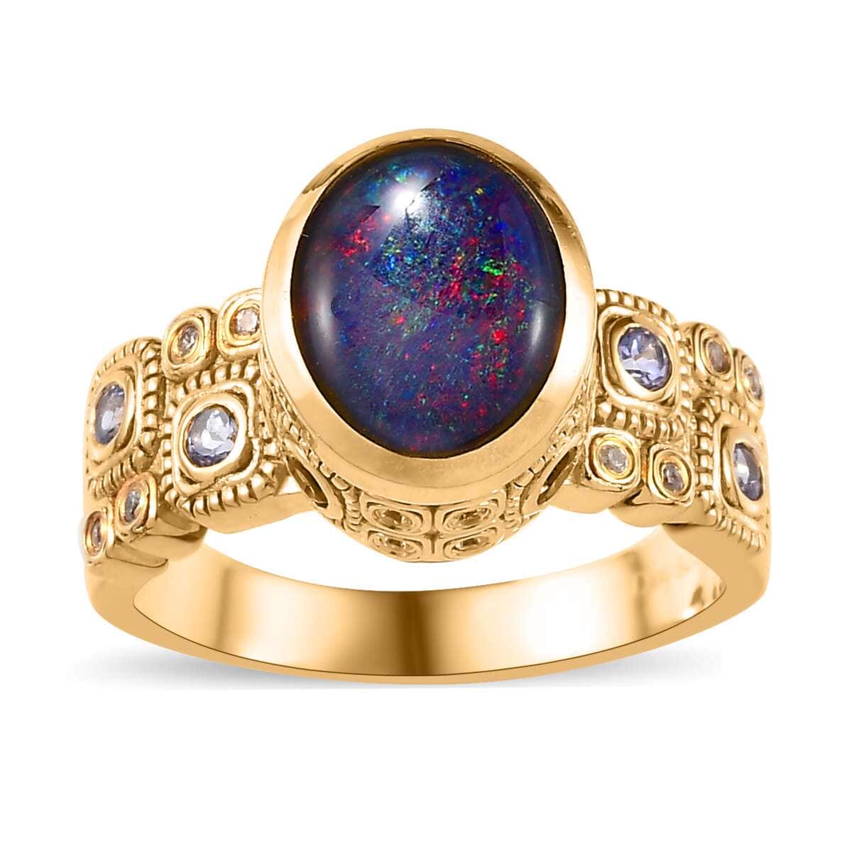 GP Celestial Dreams Collection Premium Boulder Opal Triplet and Multi Gemstone Ring in Vermeil Yellow Gold Over Sterling Silver 2.30 ctw image number 0