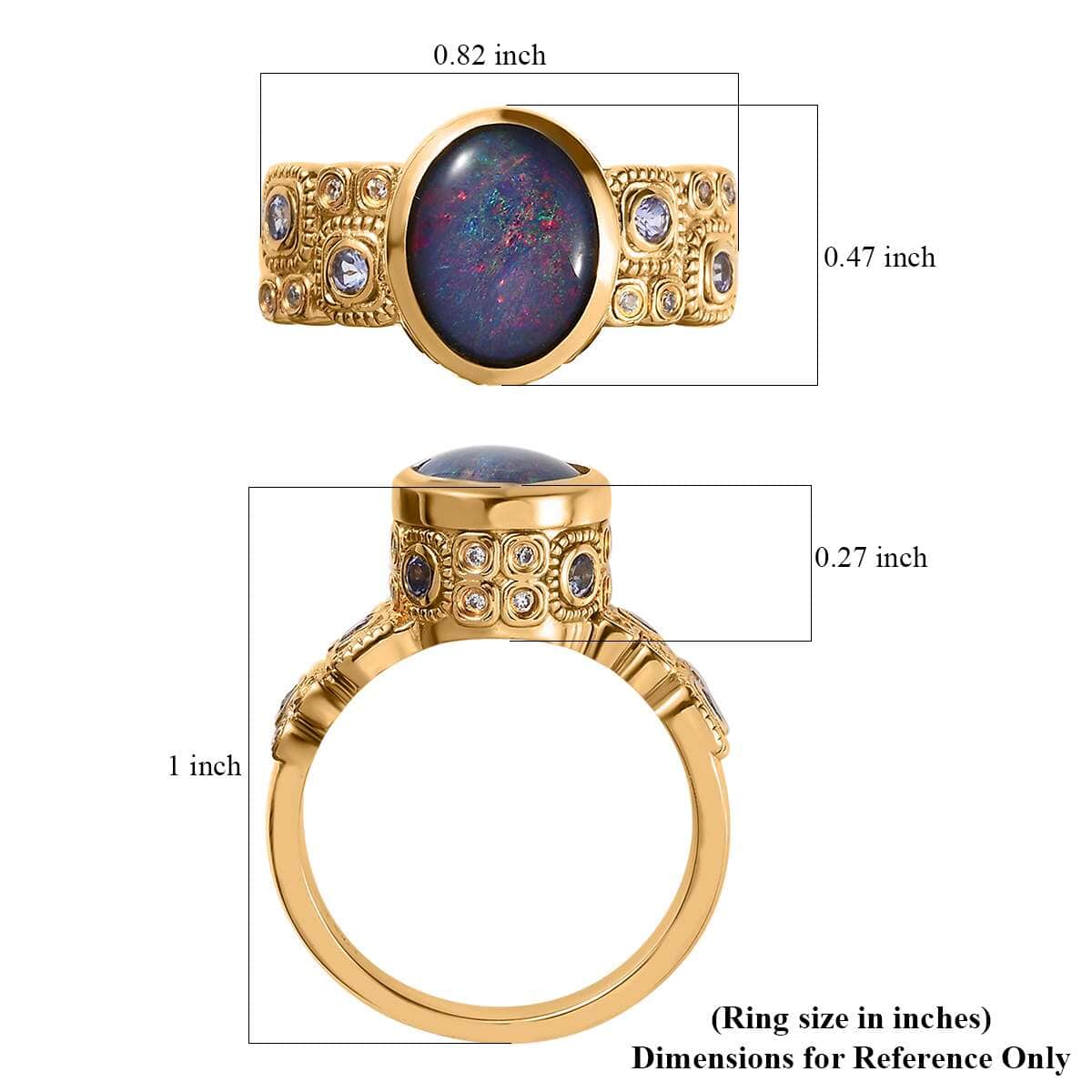 GP Celestial Dreams Collection Premium Boulder Opal Triplet and Multi Gemstone Ring in Vermeil Yellow Gold Over Sterling Silver (Size 8.0) 2.30 ctw image number 6