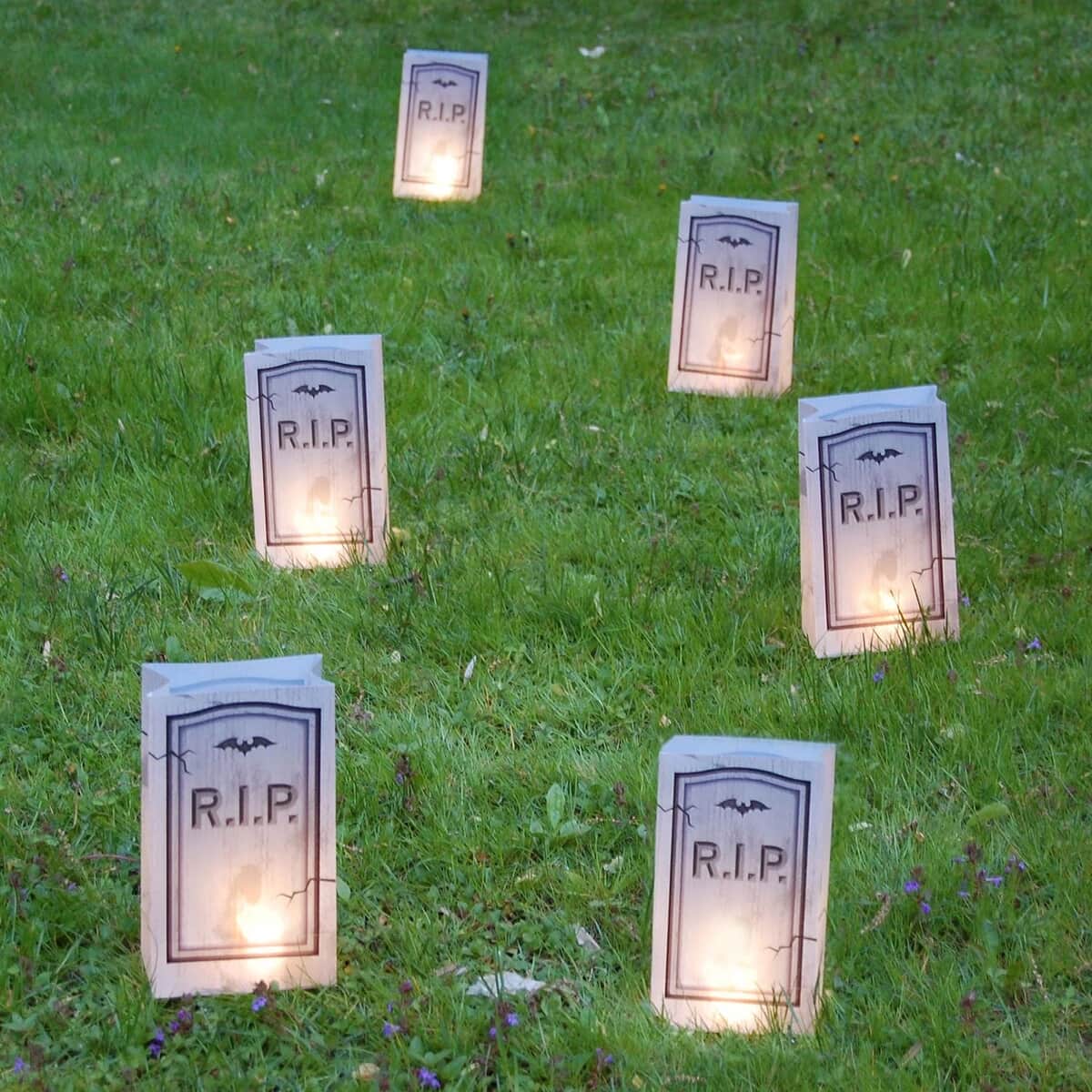 Halloween-Plastic Luminaria Bags, Tombstone – Set of 12 image number 1