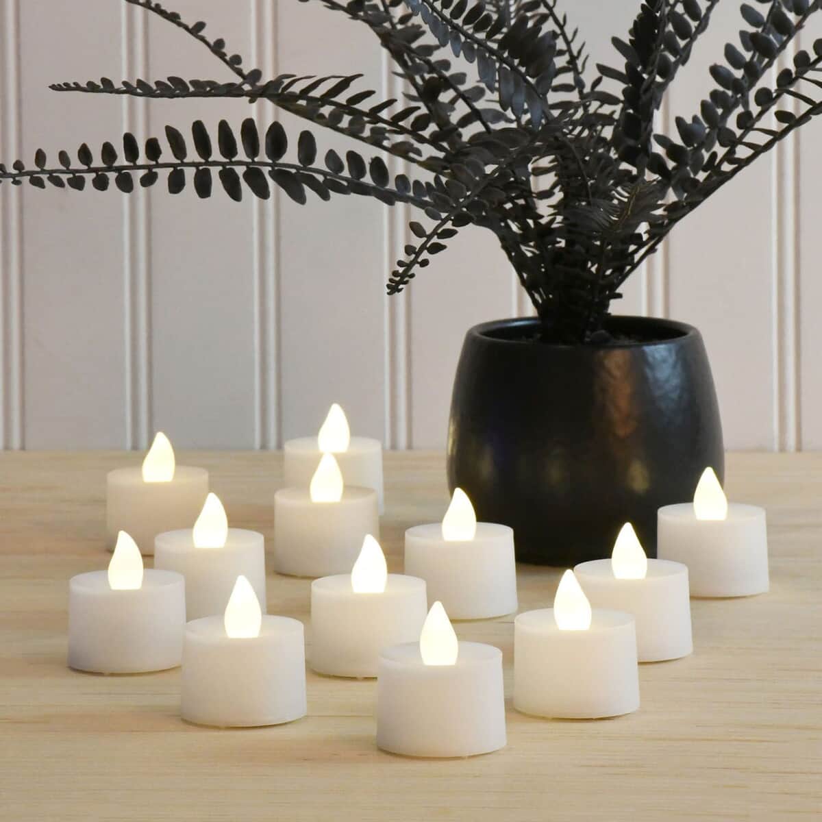 Halloween-Battery Powered White LED Tealights 12 Lights image number 3