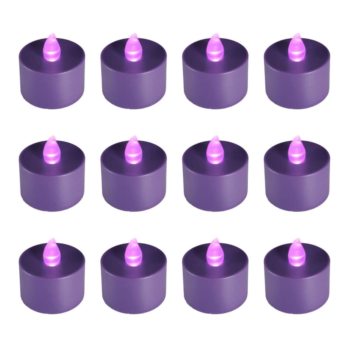 Halloween-Battery Powered Purple LED Tealights 12 Lights image number 0