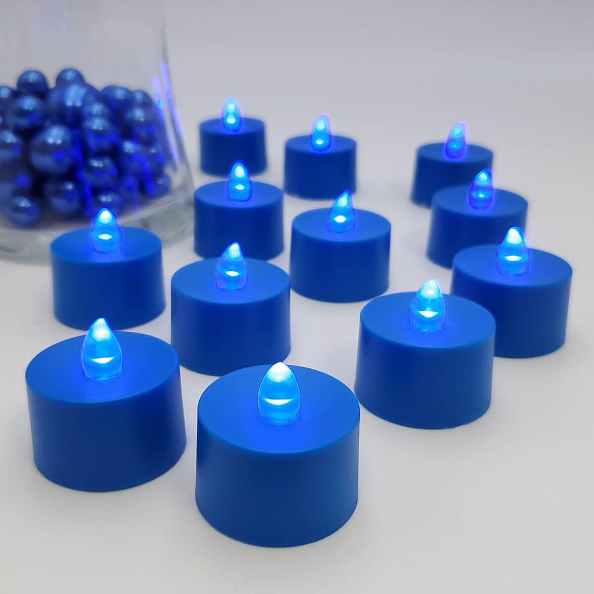 Halloween-Battery Powered Blue LED Tealights 12 Lights image number 1